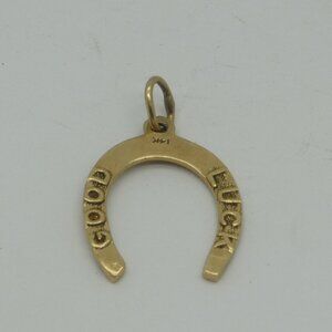 Antique Lucky Horseshoe 14k Gold Pendant